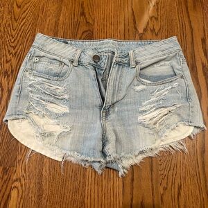 American Eagle Distressed Light Blue Denim Shorts
